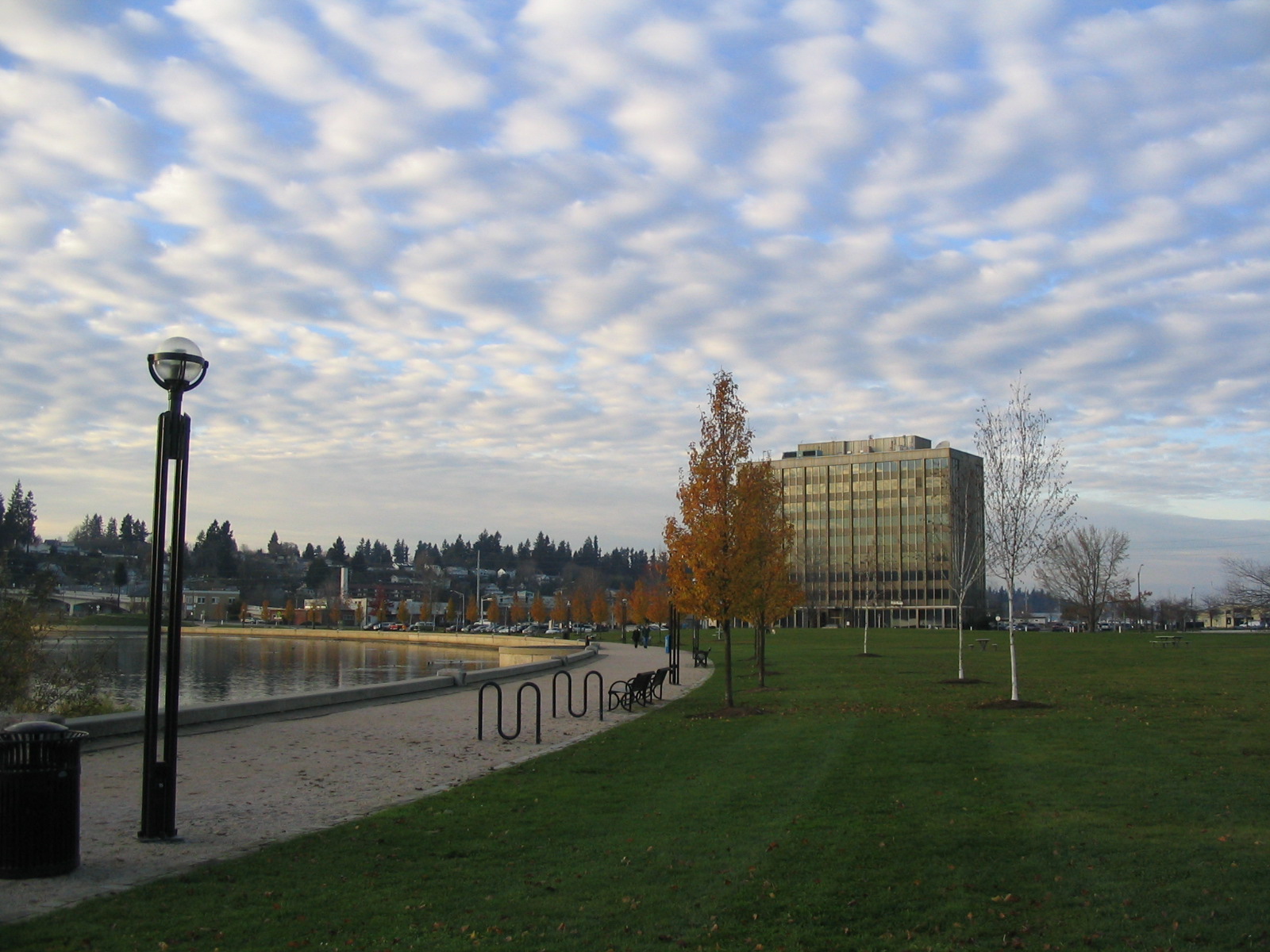 Boardwalk around Capital Lake in Olympia, Washington, USA